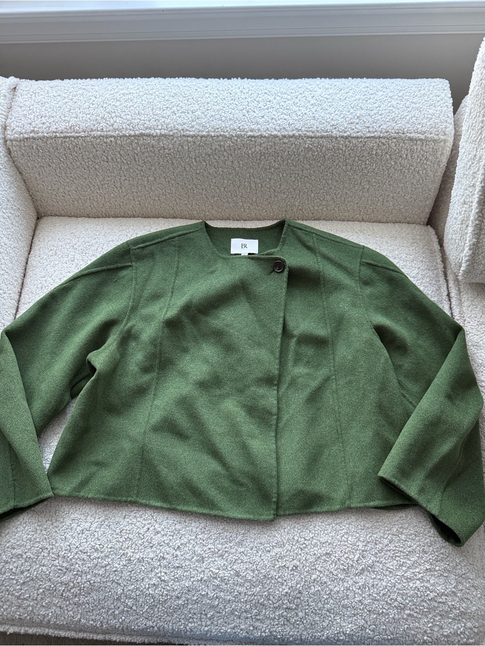 Banana Republic Olive Cropped Open-Front Coat Size XL